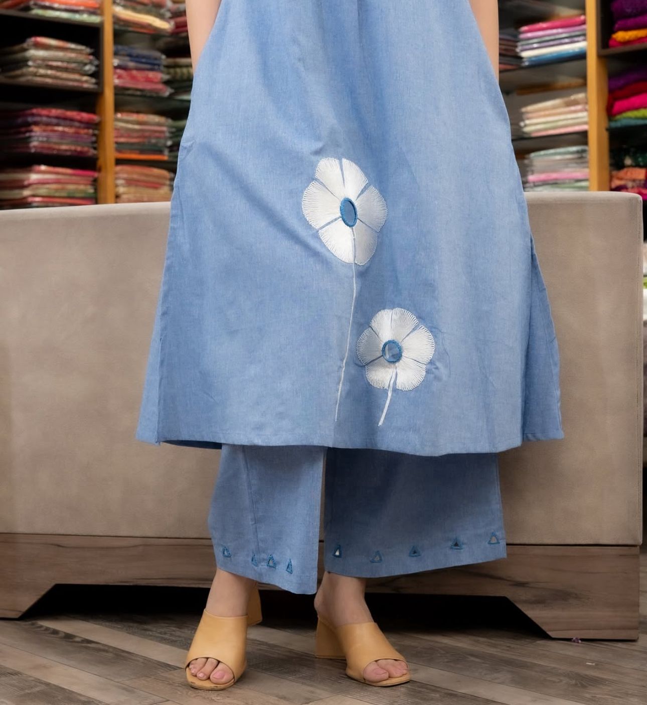 Shining Blue co-ords with embroidery work