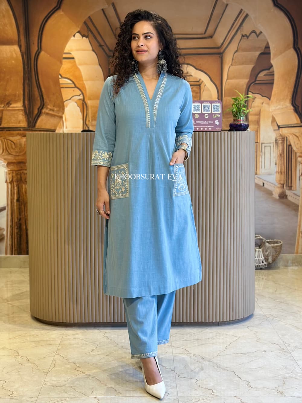 Natural Cotton Slub Kurti & Pant