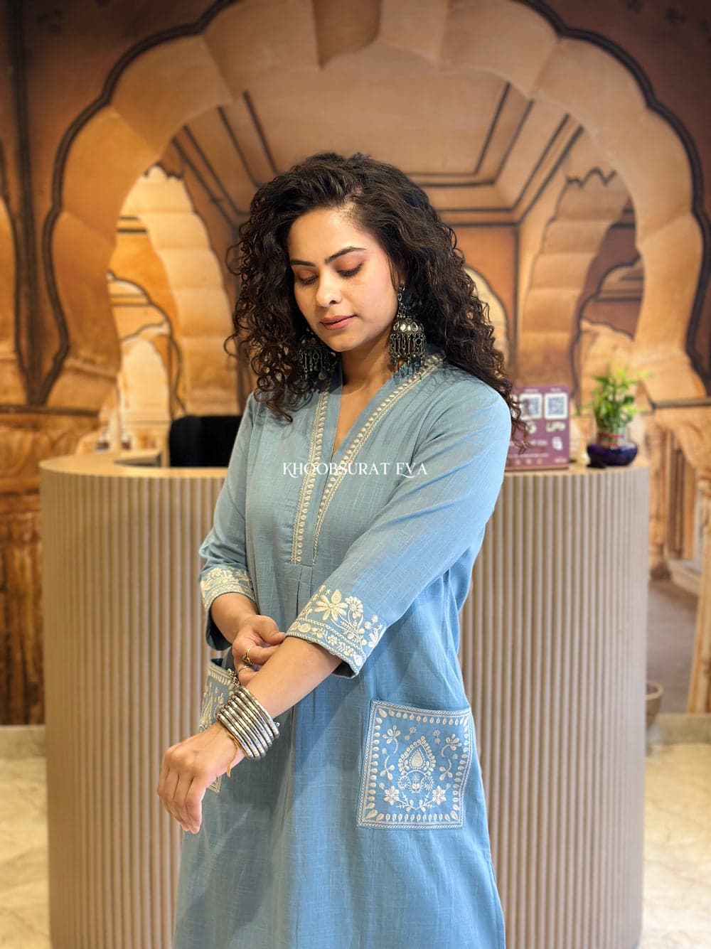 Natural Cotton Slub Kurti & Pant