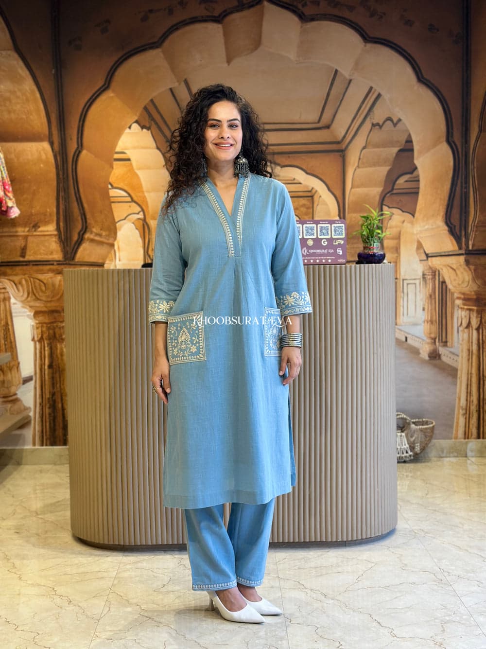 Natural Cotton Slub Kurti & Pant