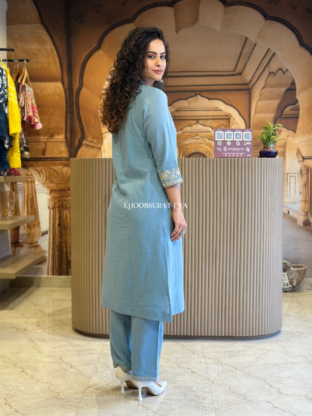 Natural Cotton Slub Kurti & Pant