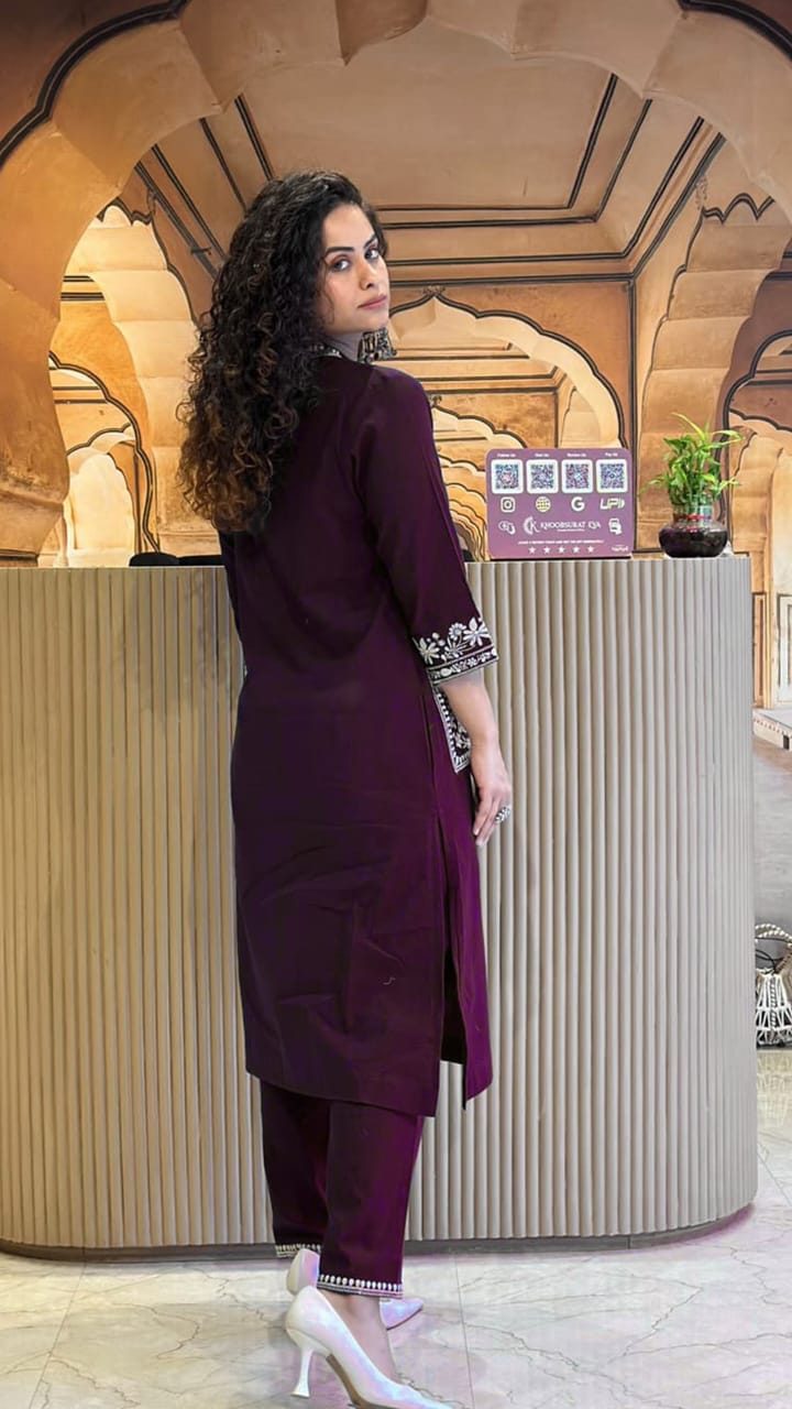 Natural Cotton Slub Kurti & Pant