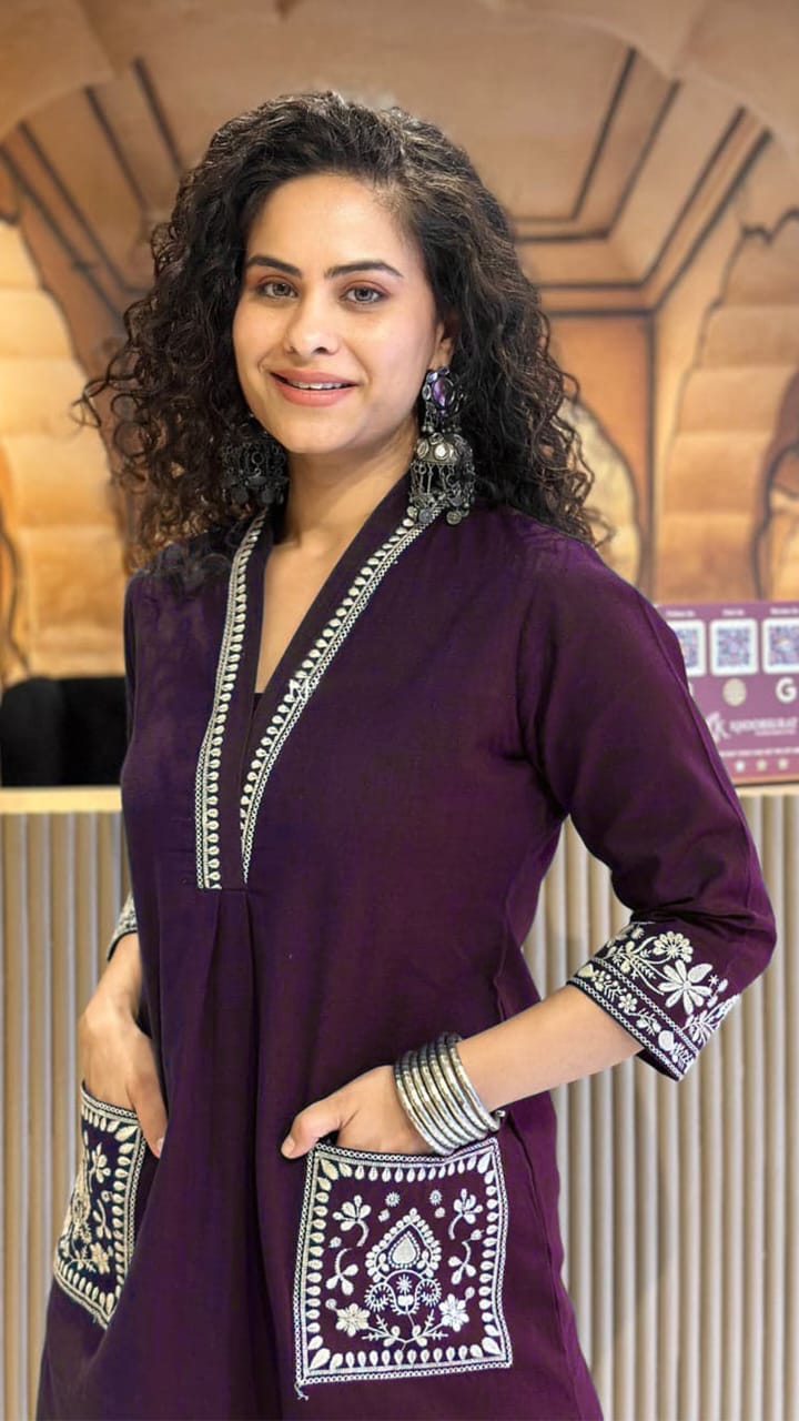 Natural Cotton Slub Kurti & Pant