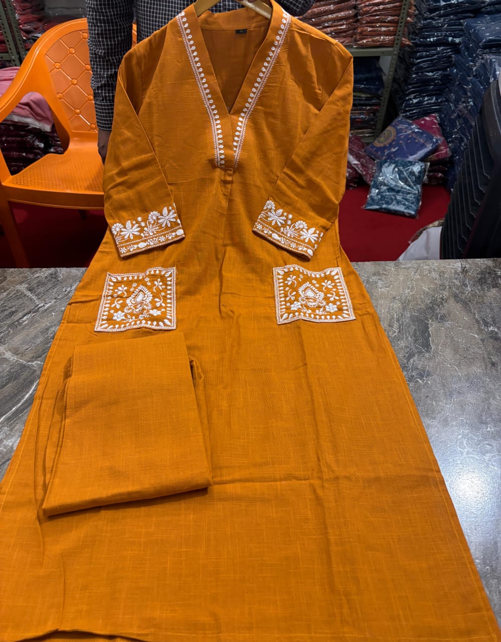 Natural Cotton Slub Kurti & Pant