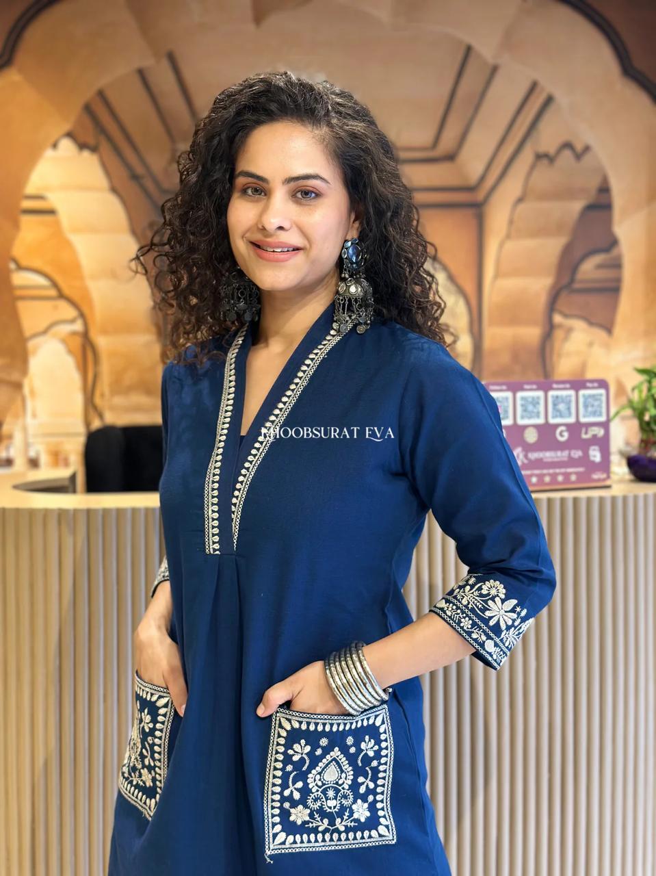 Natural Cotton Slub Kurti & Pant