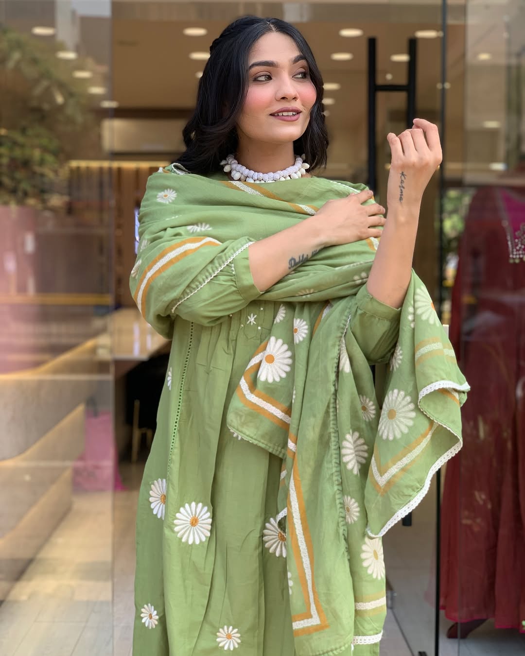 Graceful Cotton Kurti Pant Dupatta Set