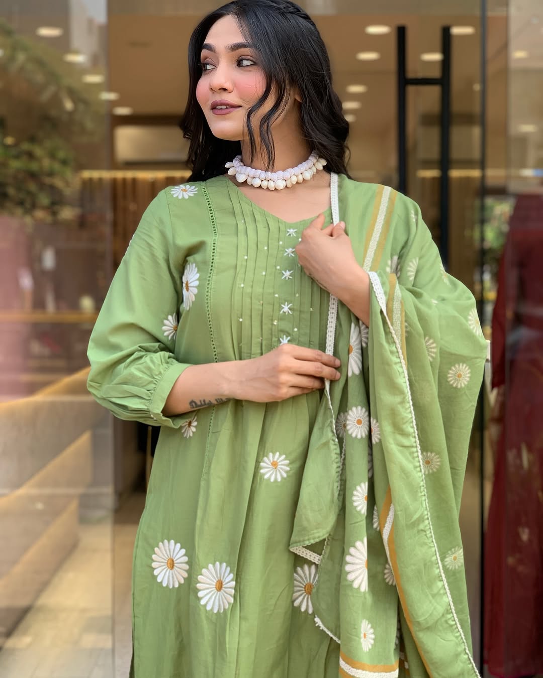 Graceful Cotton Kurti Pant Dupatta Set