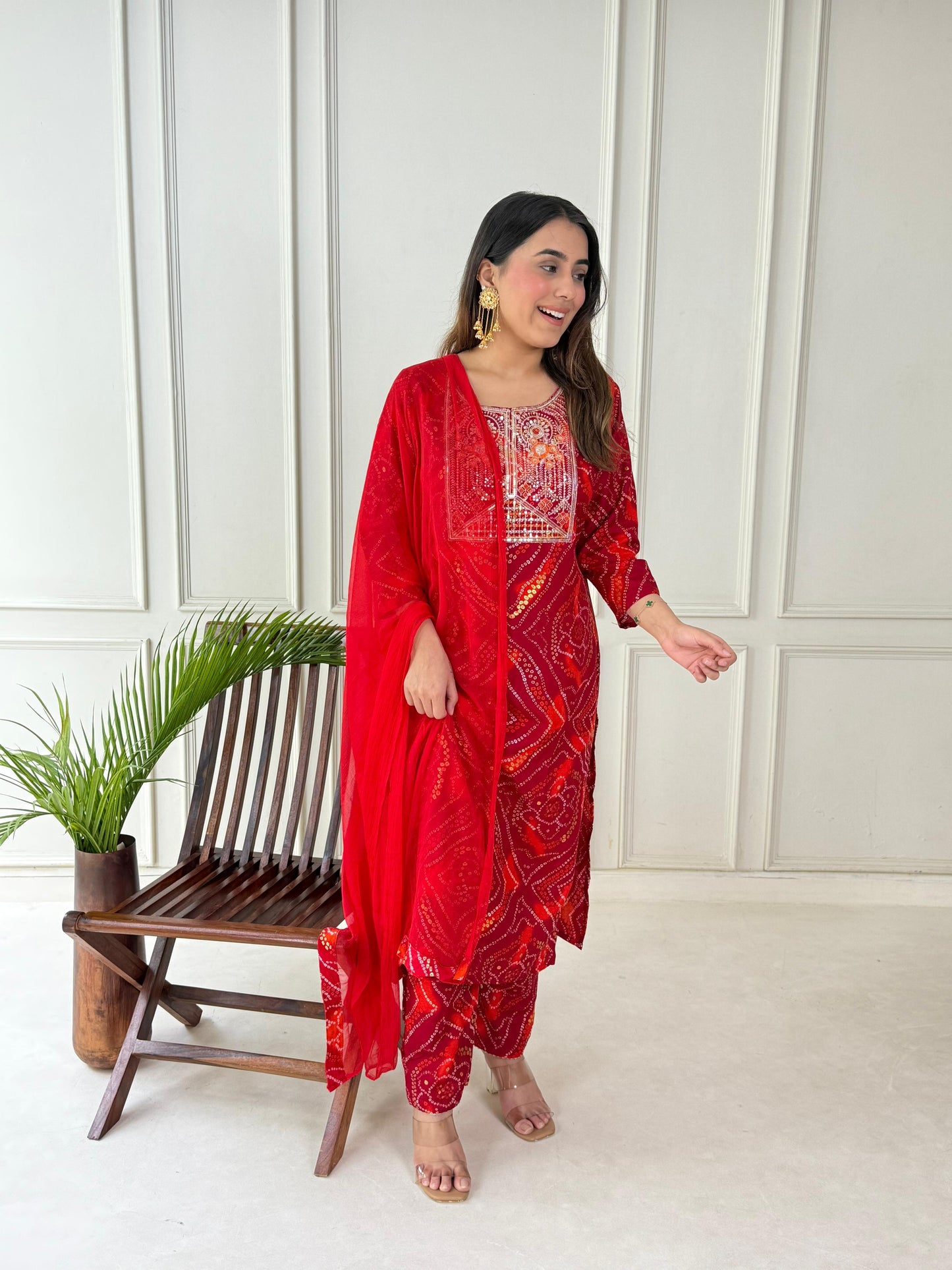 Premium Handwork Bhandhej Suit Set