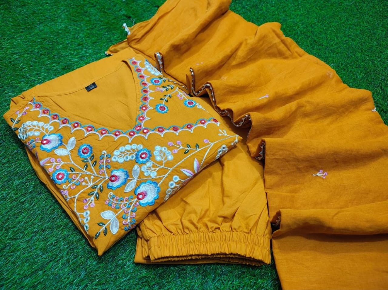 Cotton Angrakha kurti set with beautiful embroidery