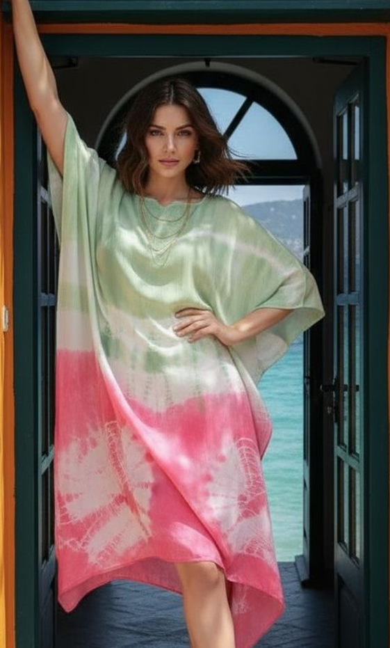 Boho Tie-Dye Kaftan Dress