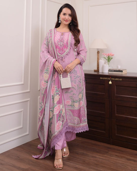 Lilac Muslin Suit