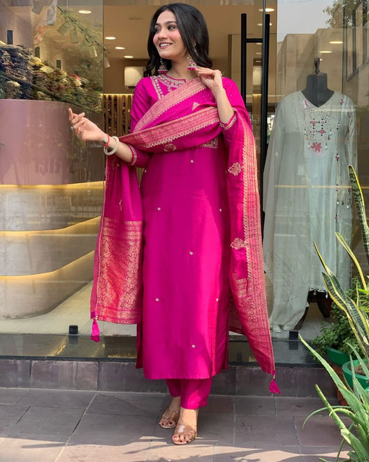 Chanderi Silk Suit
