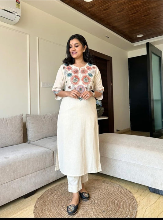 White South Cotton Kurti & Pant