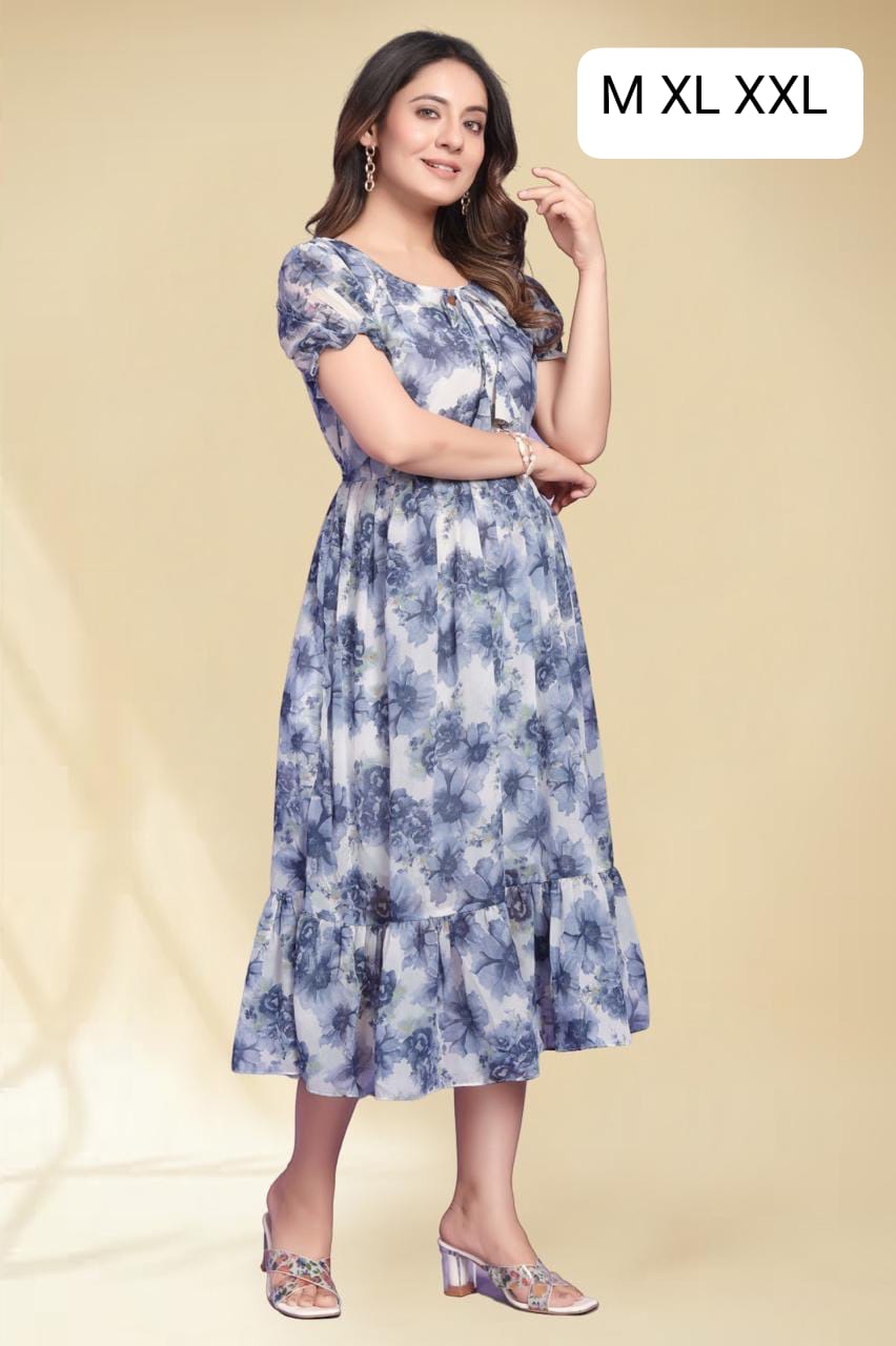 Floral Printed Gown Dress (Available in 4 colors)