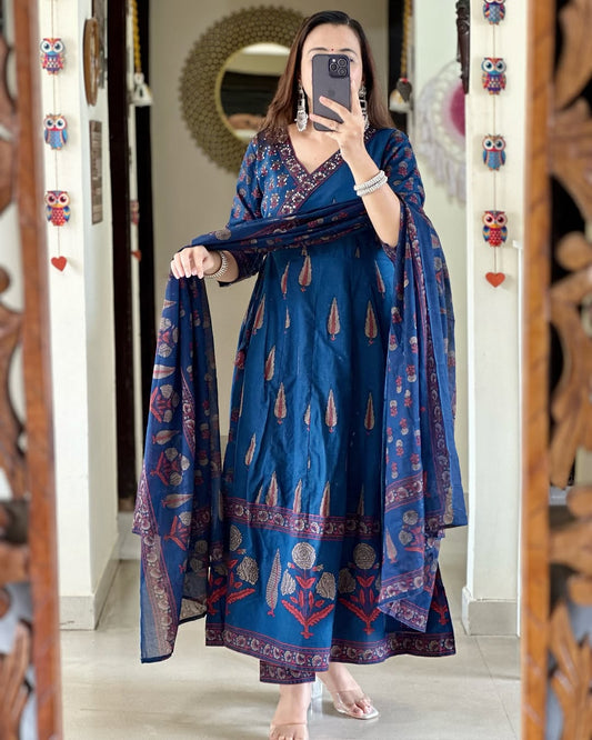 Blue Angrakha Anarkali Suit
