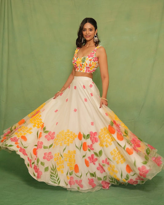 Digital Print Teby Silk Lehenga Set