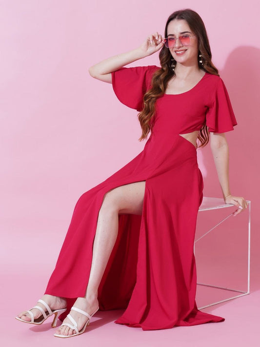 Dark Pink Crepe Dress