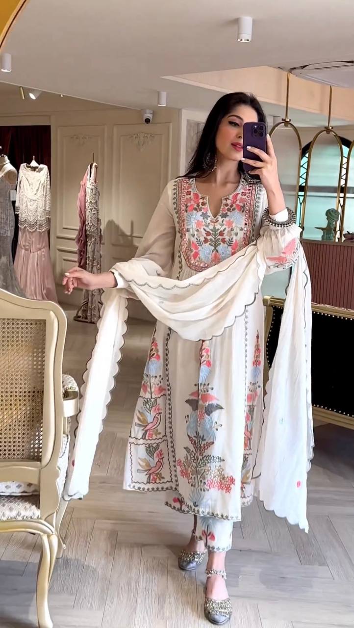 Royal Mirror Hand Work Kurti Set