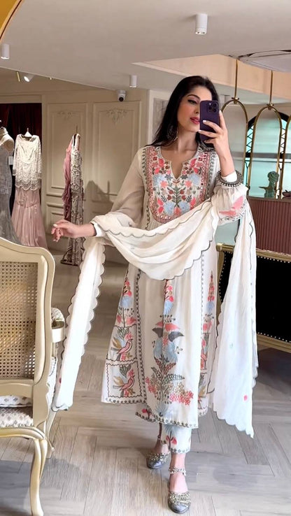 Royal Mirror Hand Work Kurti Set
