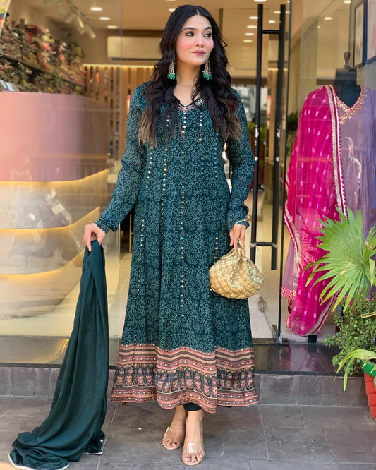 Premium Muslin Cotton Kurta Set with chiffon Dupatta