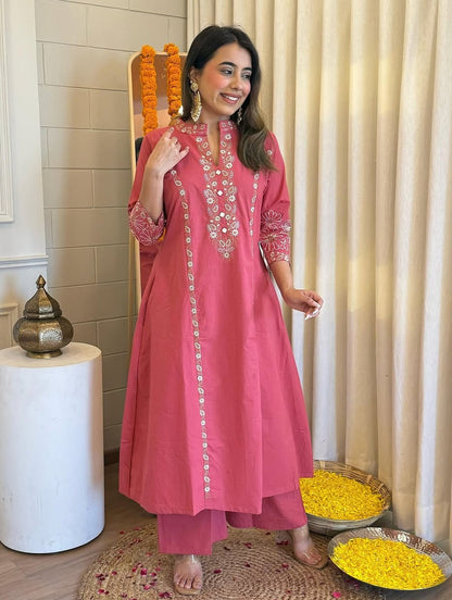 Pure Cotton Collared Kurta Pant Set