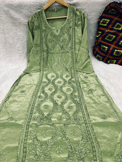 Crepe Chikan Work Kurta – Dyeable Collection