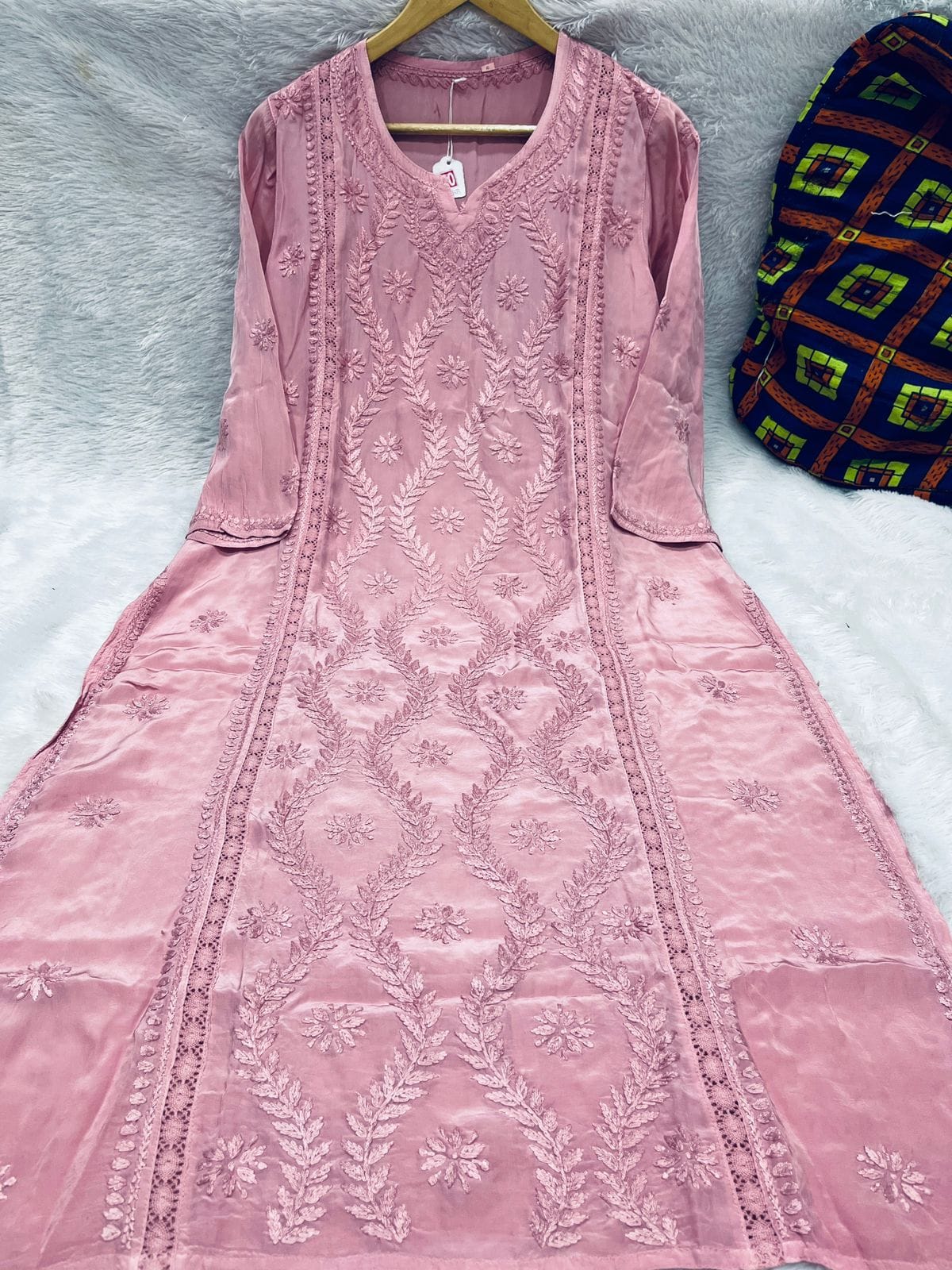 Crepe Chikan Work Kurta – Dyeable Collection