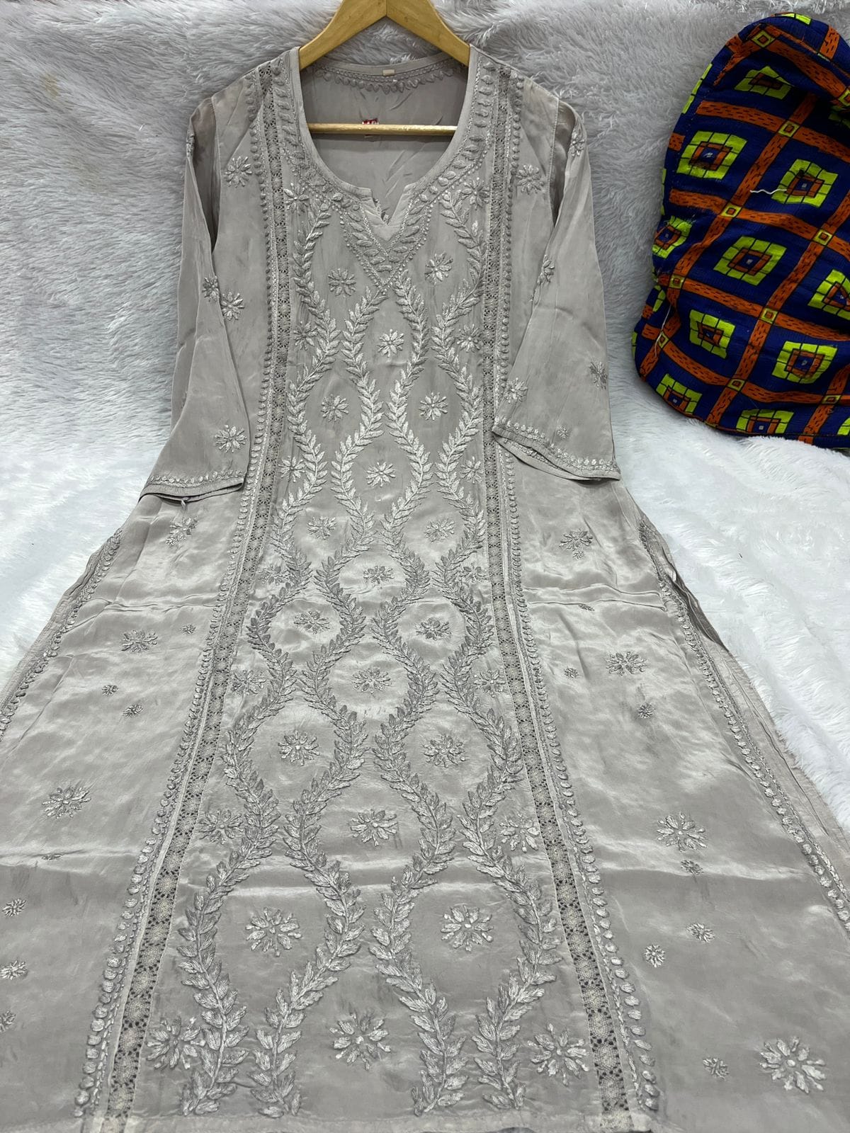 Crepe Chikan Work Kurta – Dyeable Collection