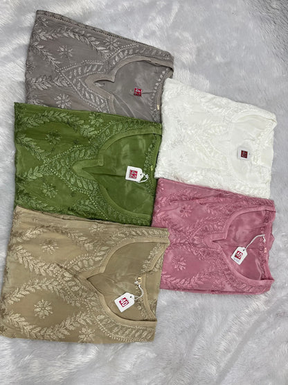 Crepe Chikan Work Kurta – Dyeable Collection