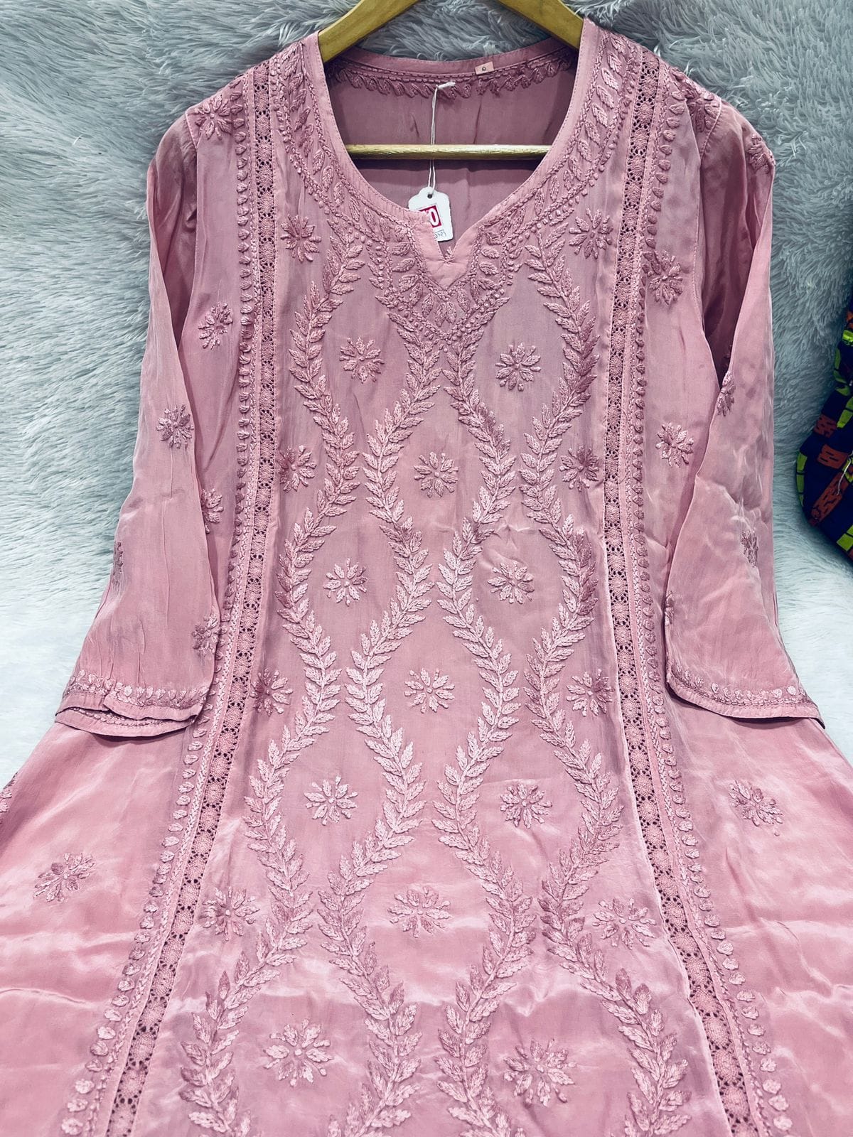 Crepe Chikan Work Kurta – Dyeable Collection