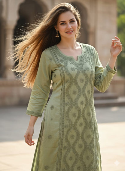 Crepe Chikan Work Kurta – Dyeable Collection