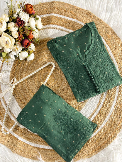 Cotton Chanderi Kurti–Plazo Set