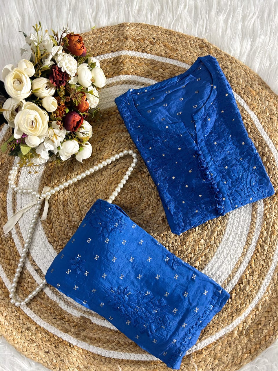 Cotton Chanderi Kurti–Plazo Set