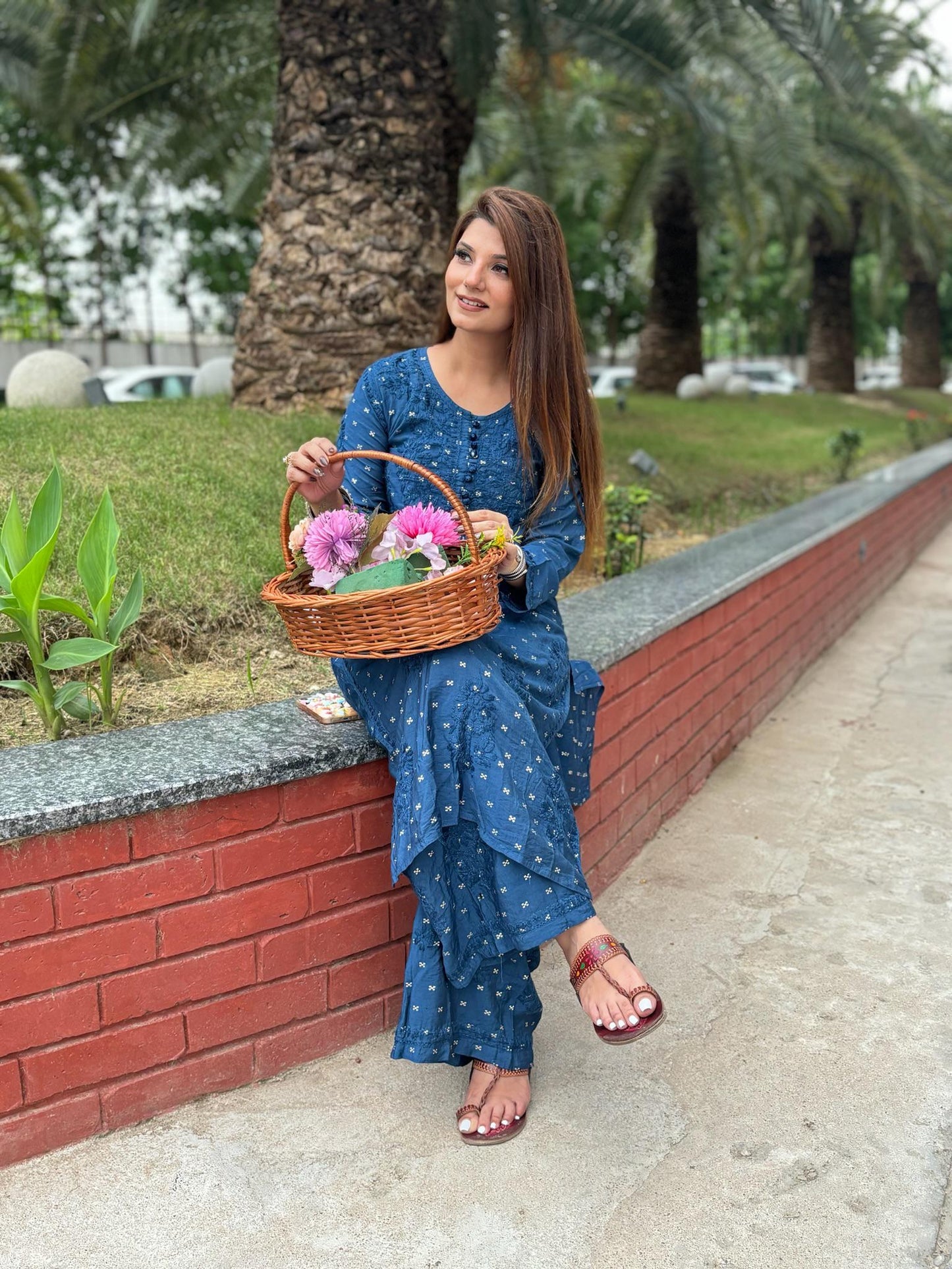 Cotton Chanderi Kurti–Plazo Set