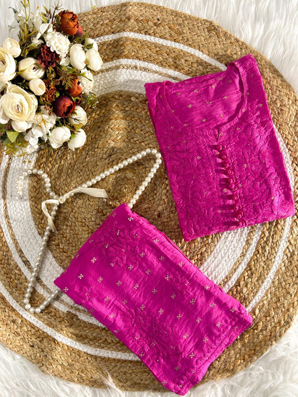 Cotton Chanderi Kurti–Plazo Set