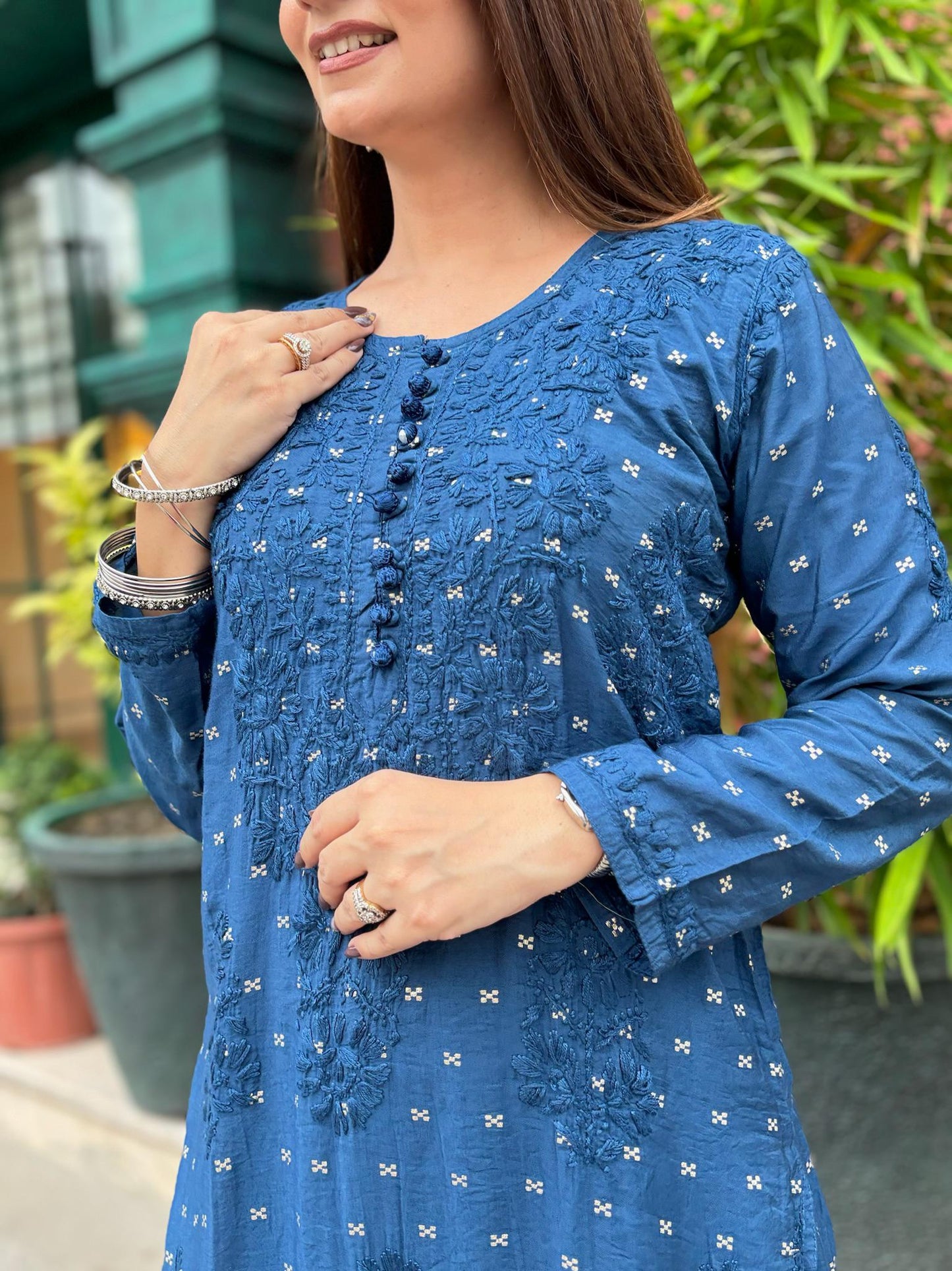 Cotton Chanderi Kurti–Plazo Set