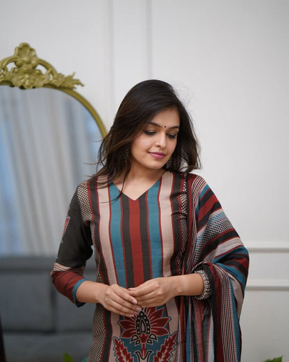 Elegant Rayon Printed Suit Set