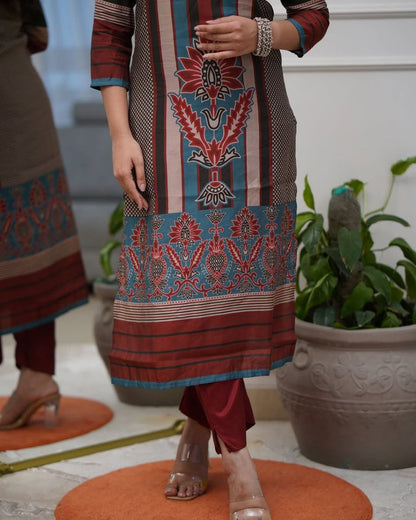 Elegant Rayon Printed Suit Set