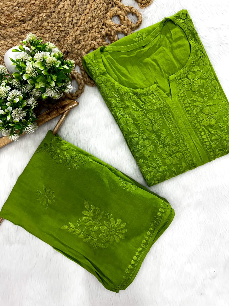 Premium Rayon Dyed Chikankari Suit