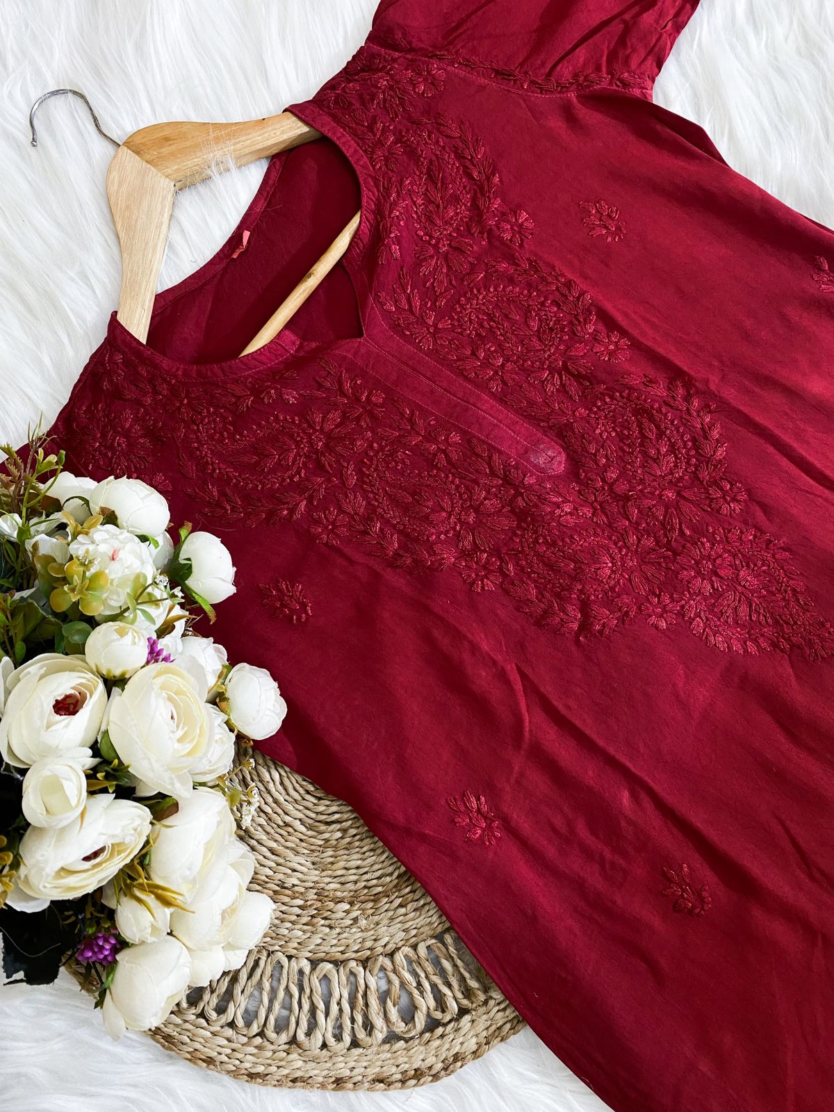 Premium Rayon Dyed Chikankari Cord Set