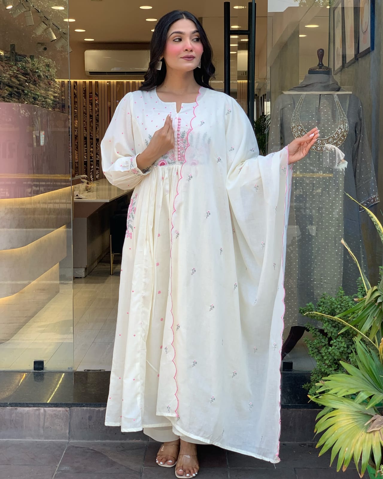 Beautiful Cotton Kurti Pant Dupatta Set