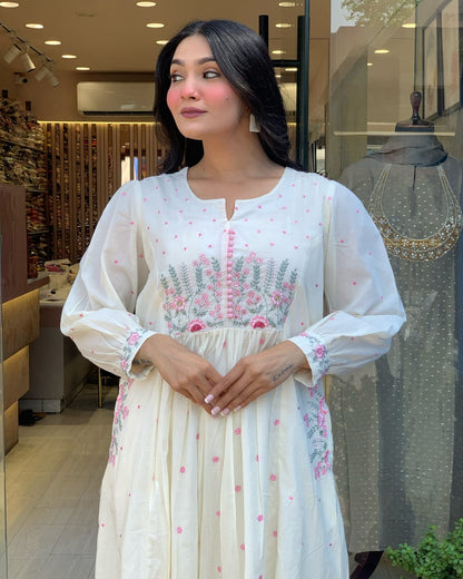 Beautiful Cotton Kurti Pant Dupatta Set