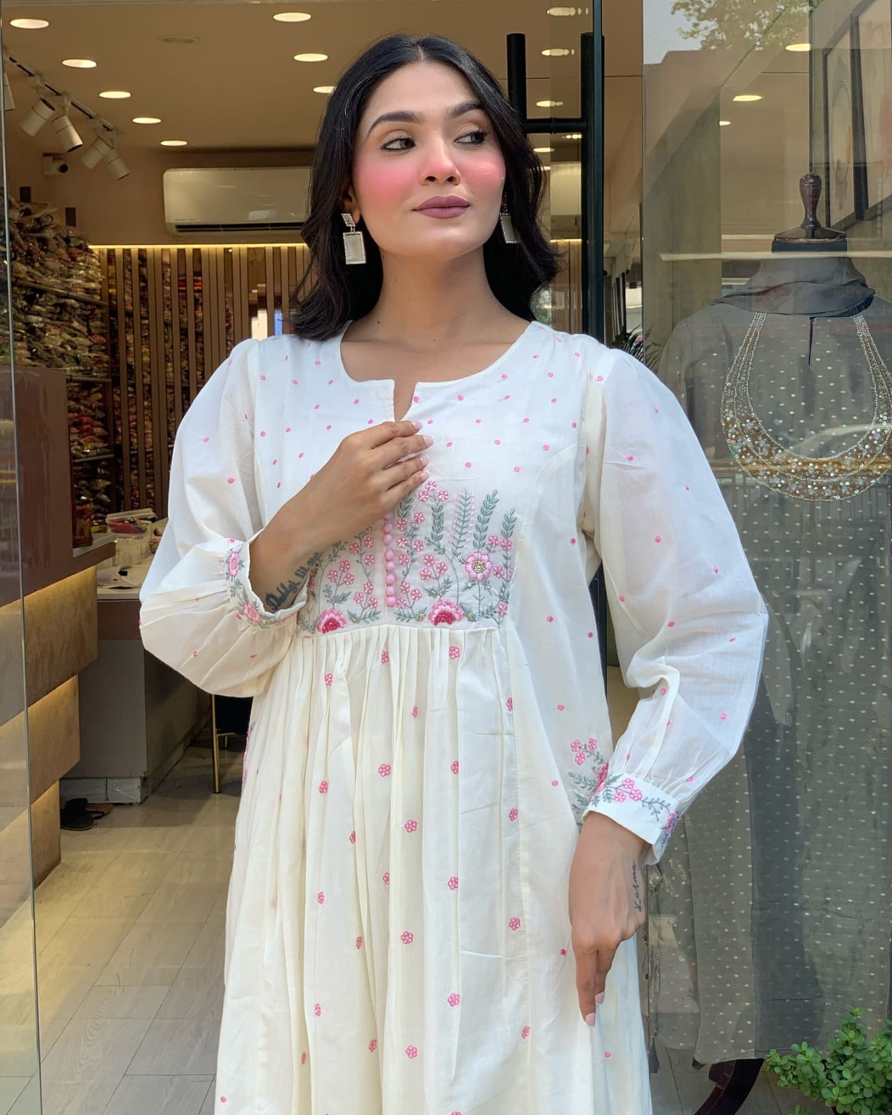 Beautiful Cotton Kurti Pant Dupatta Set