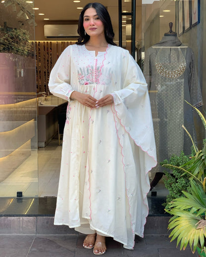 Beautiful Cotton Kurti Pant Dupatta Set