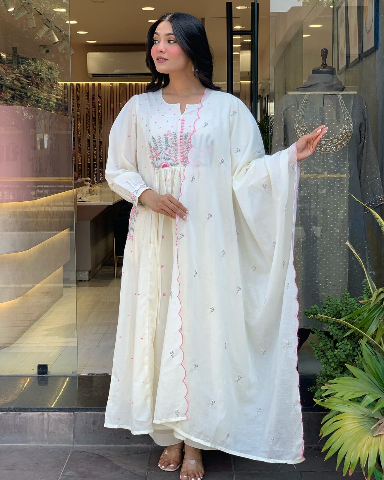 Beautiful Cotton Kurti Pant Dupatta Set