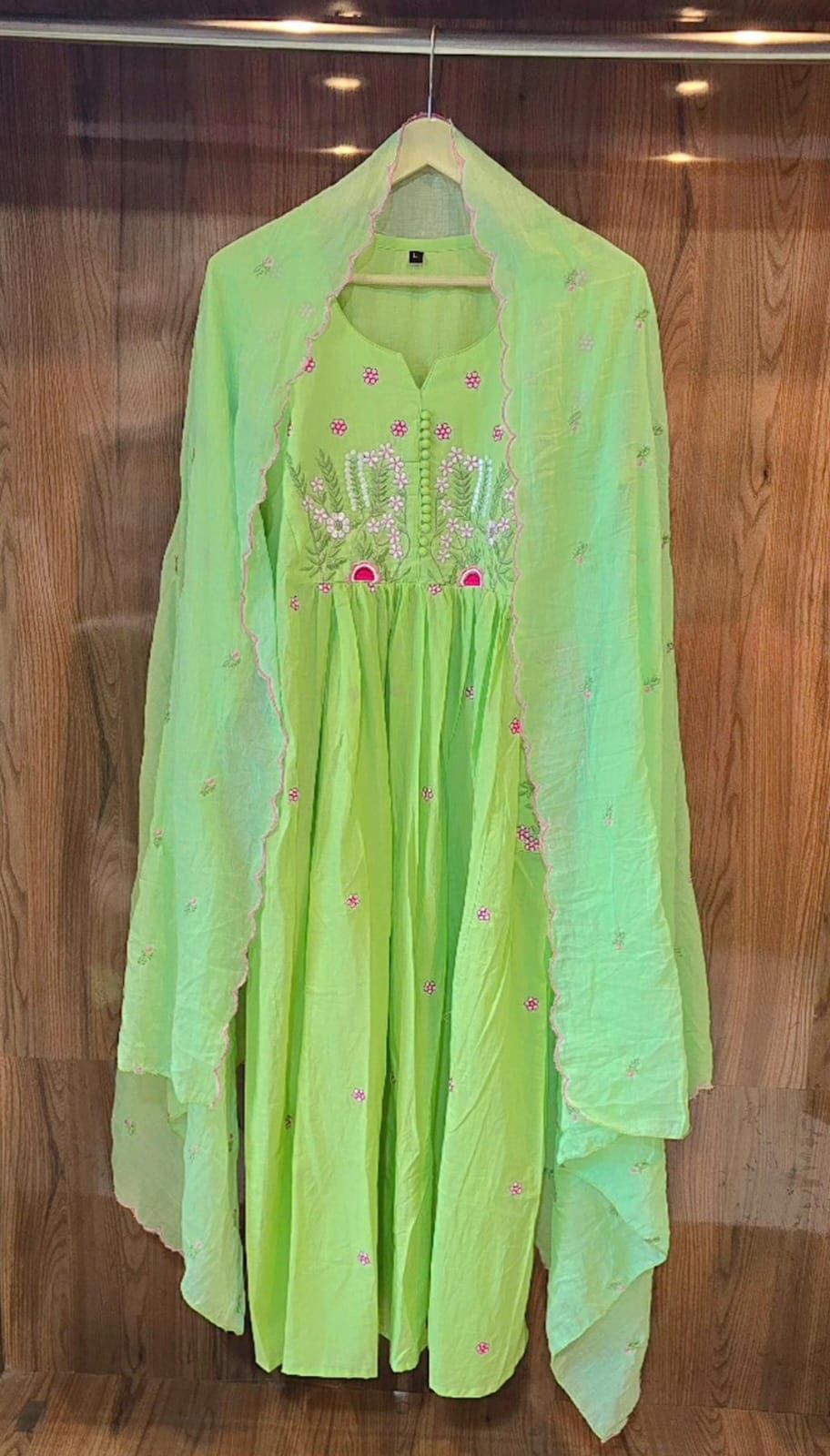 Beautiful Cotton Kurti Pant Dupatta Set