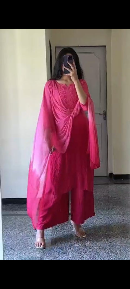 Premium Rayon Dyed Chikankari Cord Set