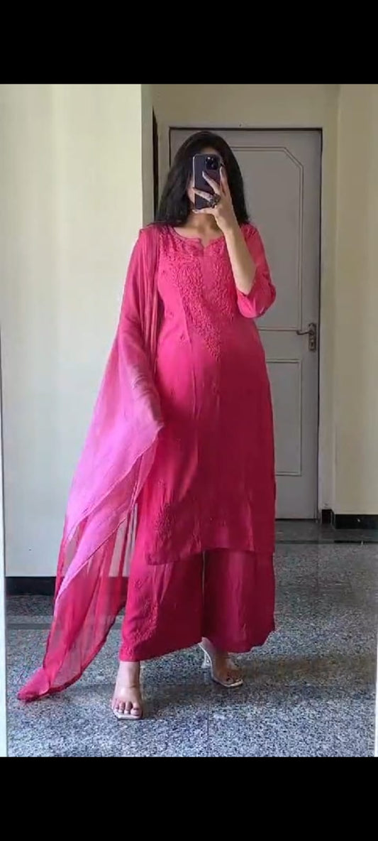 Premium Rayon Dyed Chikankari Cord Set