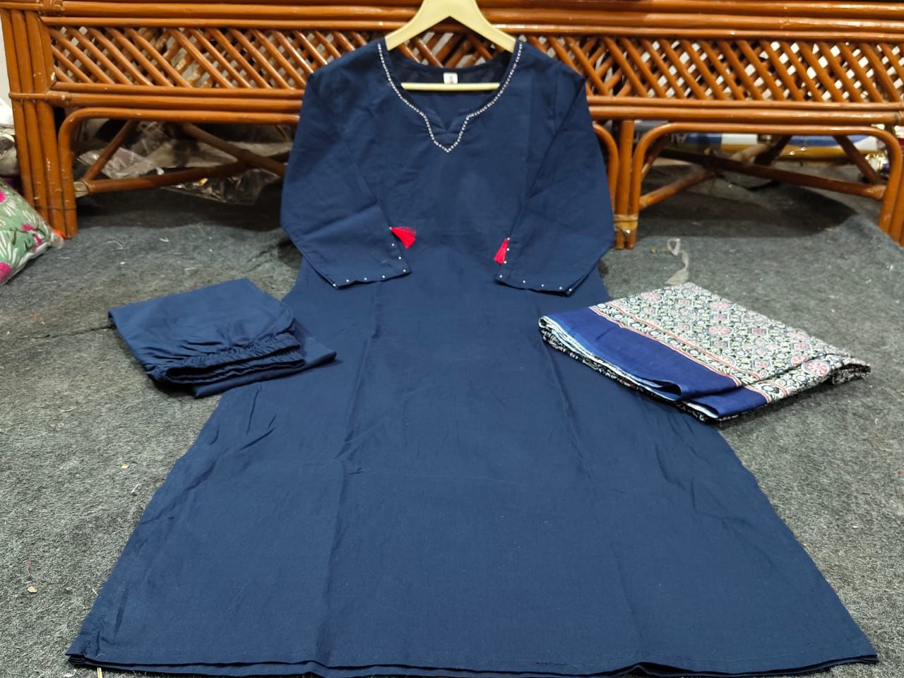 Pure Cotton Suit with Ajrakh Dupatta