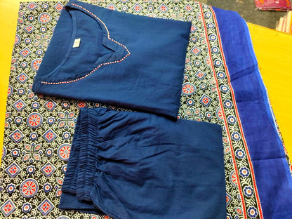 Pure Cotton Suit with Ajrakh Dupatta